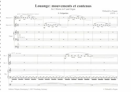 Thibauld Le Pogam: Louange for 2 Horns and Organ